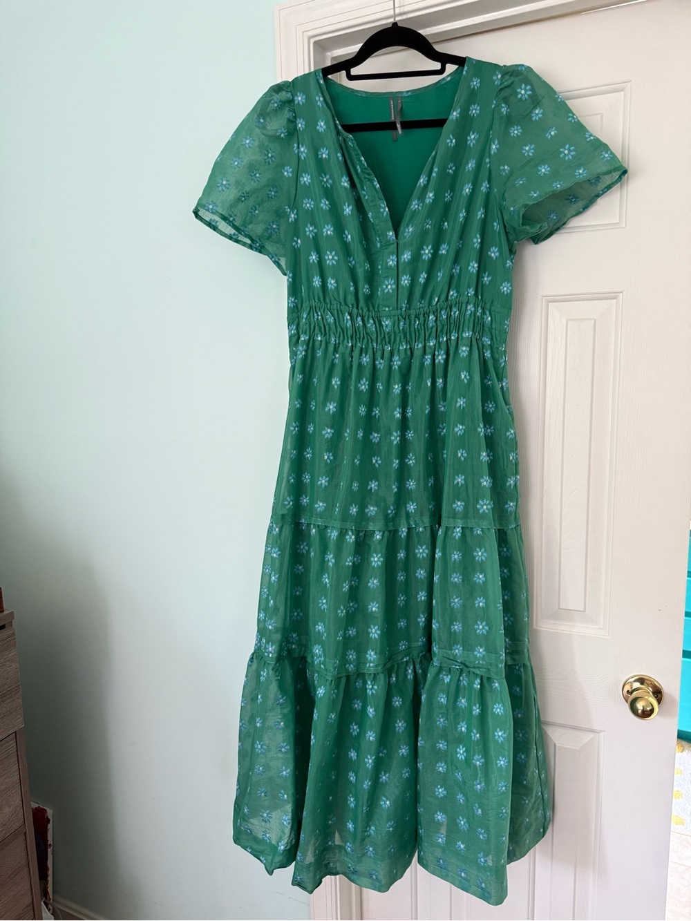 Green Floral Maxi Dress - by Anthropologie size L in excellent - like new.